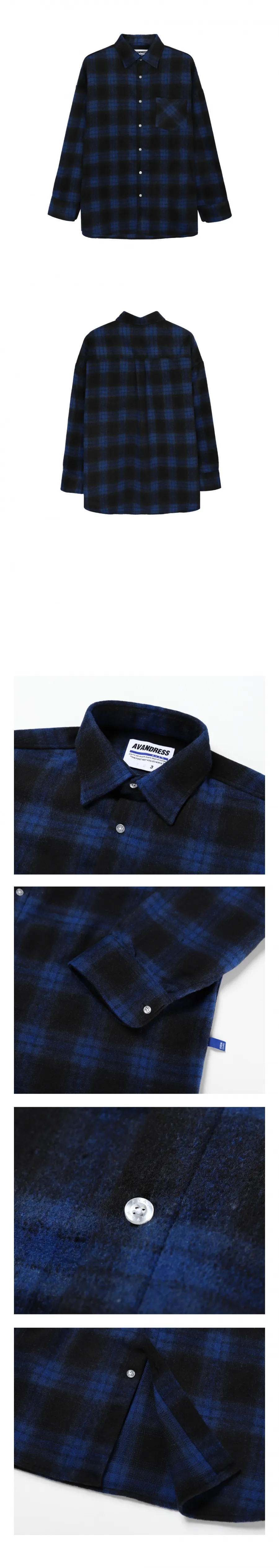 어반(AVAN) UNISEX FLEX CHECK SHIRT BLUE