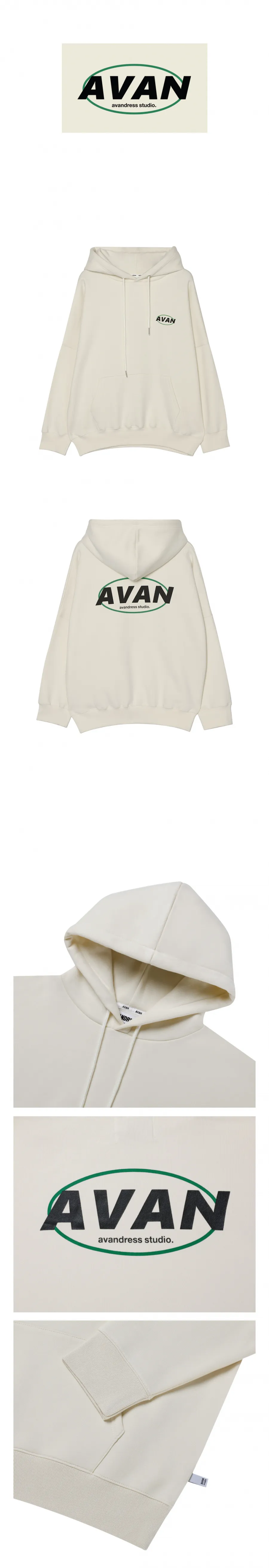 어반(AVAN) CIRCLE OVERSIZED HOODIE CREAM