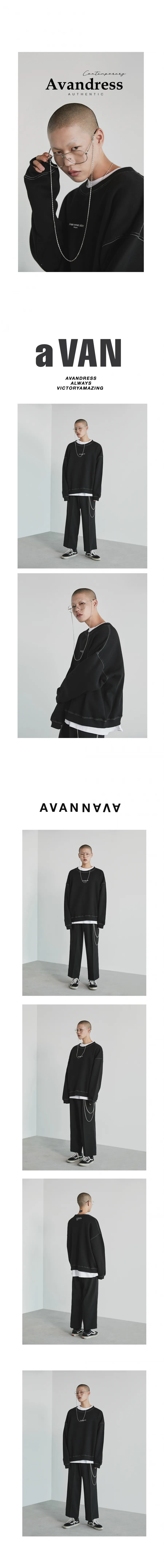 어반(AVAN) UNISEX STITCHES OVERFIT MTM BLACK