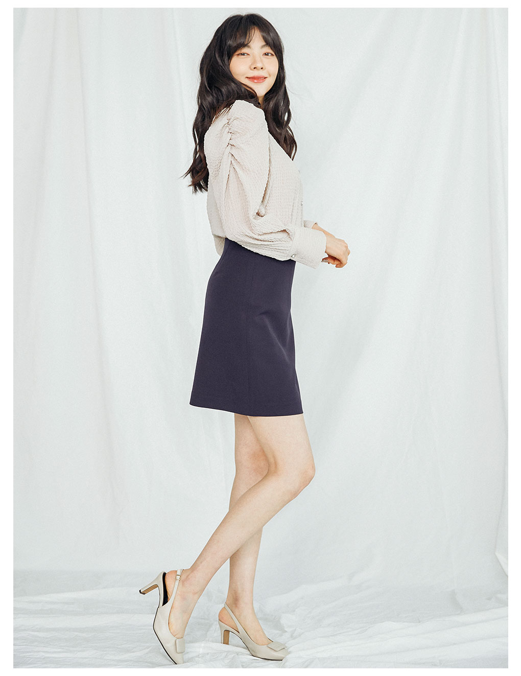 【Hobbs London】Marie ツイード Aライン ミニスカート ネイビー セットアップ対応商品】ラメスラブツイードミニ スカート|ANAYI