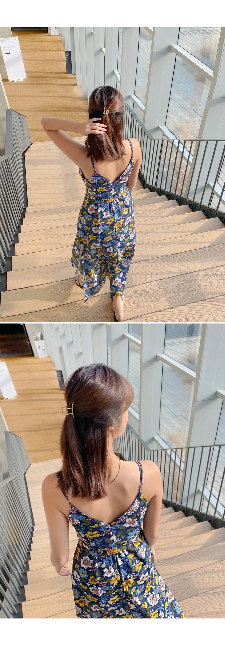 国内発送☆アンソロ Delores 美ウエスト お花柄 ミッドワンピ ◇線画フラワー柄 セーラーカラーワンピース（マキシ・ロング