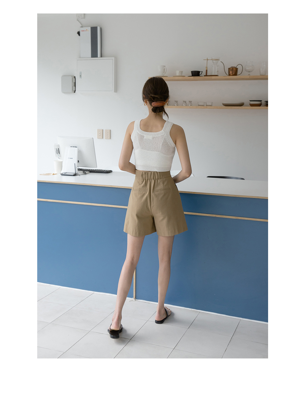 最終価格！ 新品・タグ付き！ ＩＮＤＩＶＩ センタープレス ショートパンツ セール】[ 低身長向けサイズ ] センターシームショートパンツ