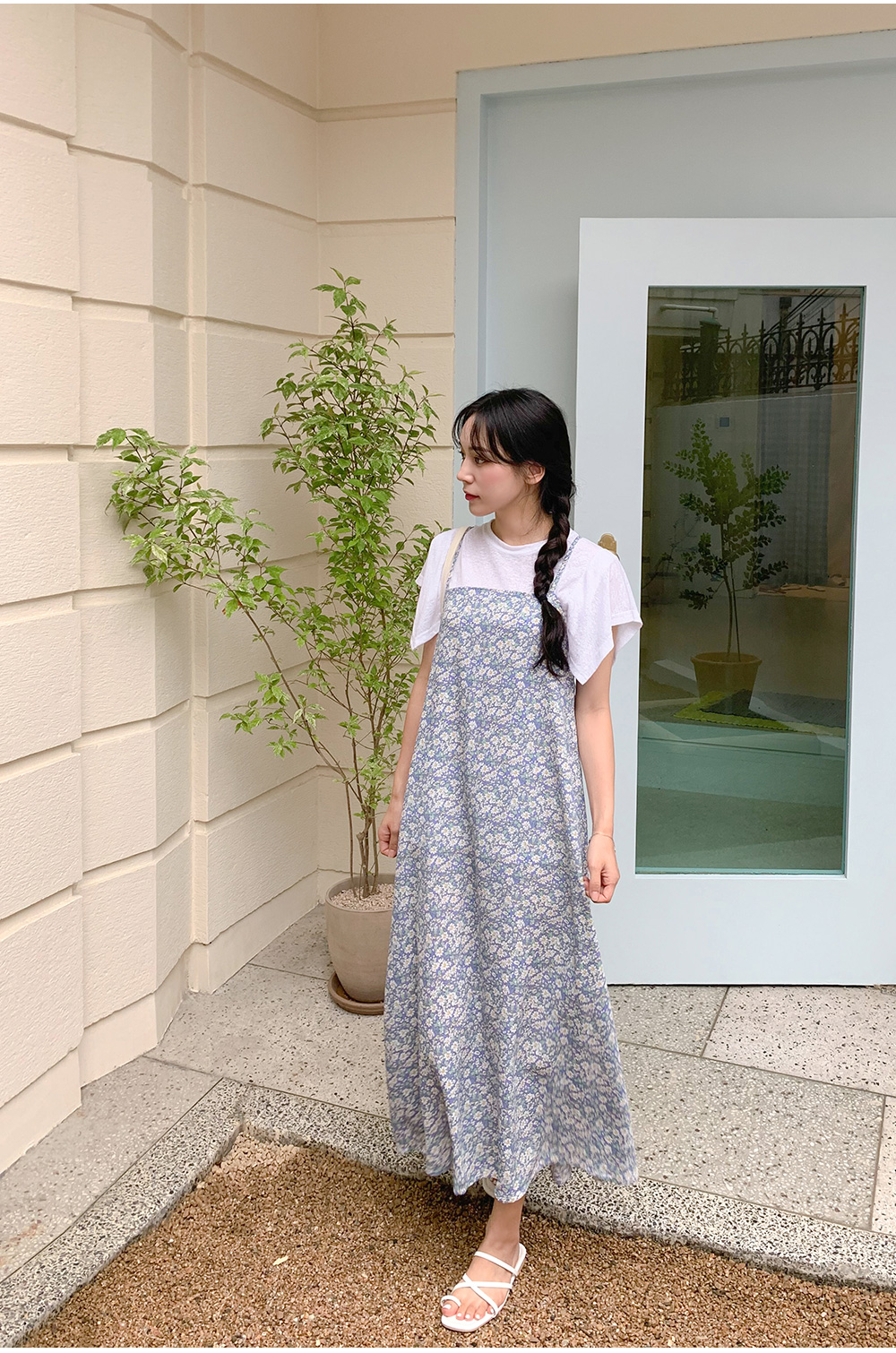 ZARA フラワー柄ストラップワンピース - メルカリ