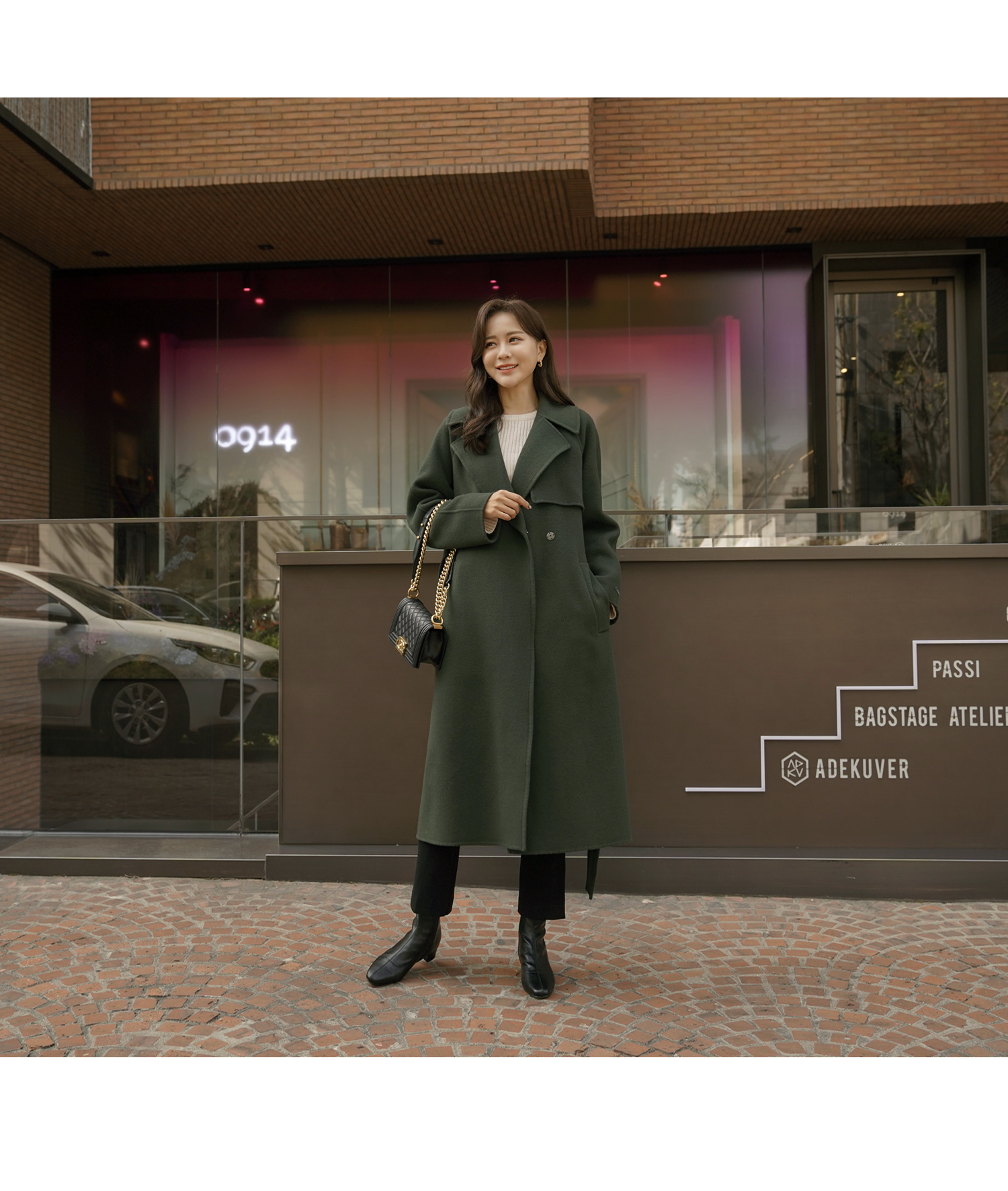 ベルトSETウールミックスコート(カーキ) | レディースファッション通販