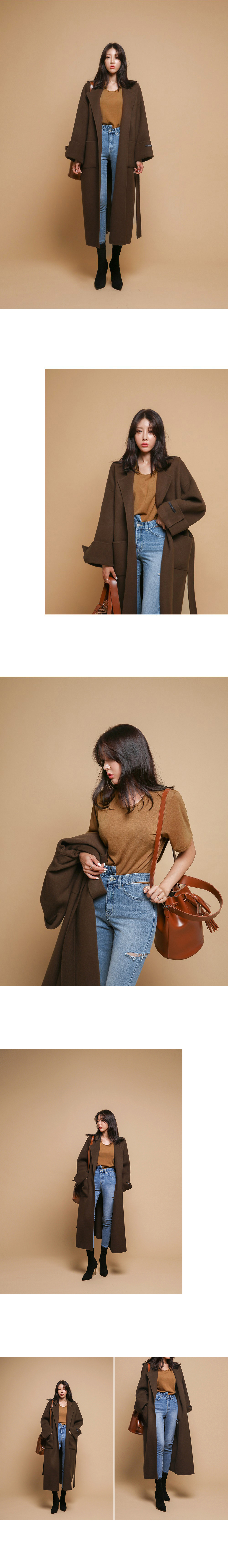 dabagirl ダバガール　ストラップ付きウール混紡ロングガウンコート ストラップ付ウール混ロングガウンコート | レディース