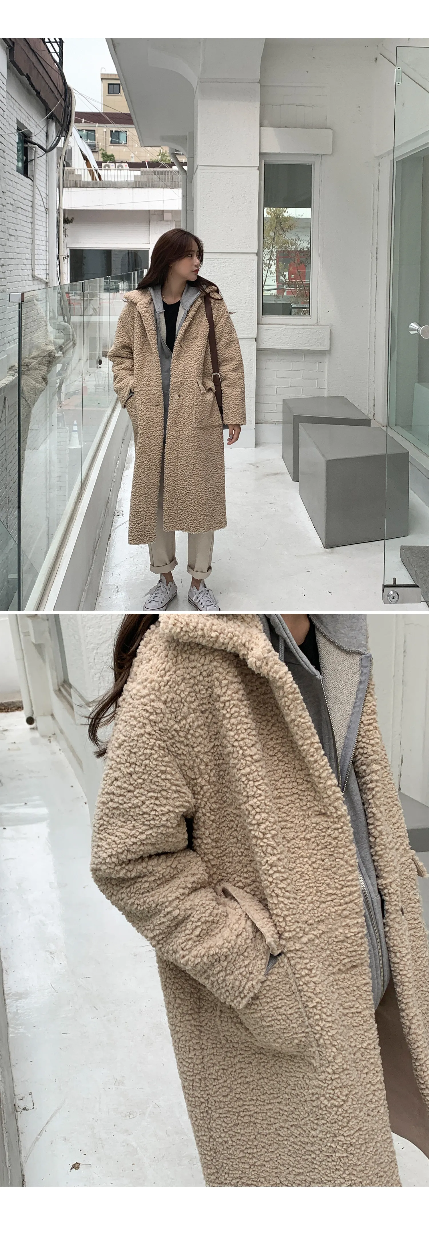 スエード風裏地ボアロングコート | レディースファッション通販  