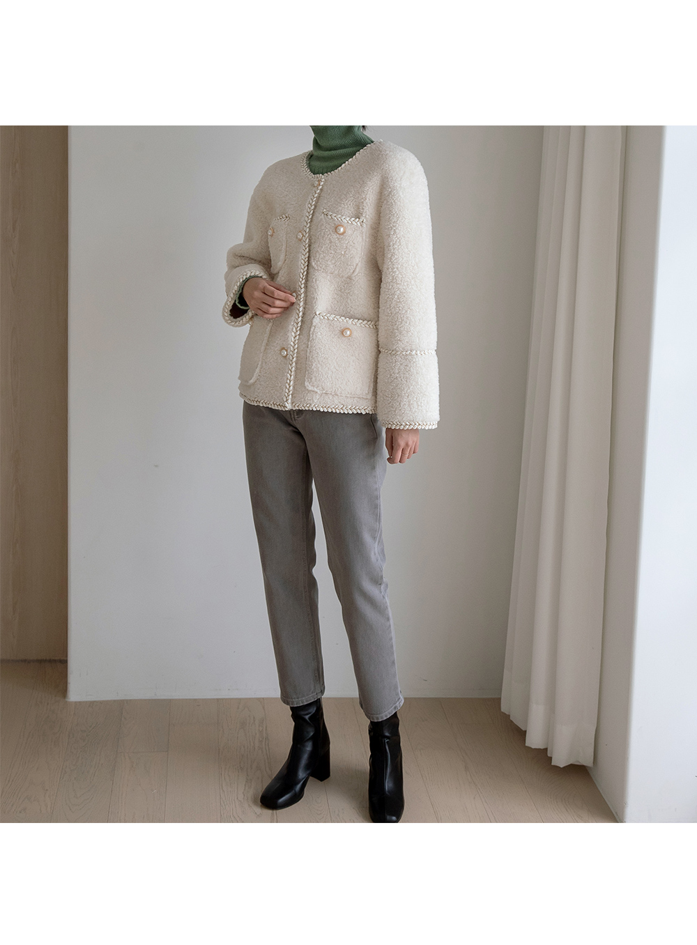 未使用】maisonブークレツイードジャケット ブークレツイード