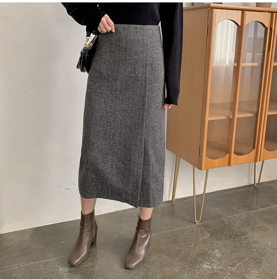 리리앤코 지프닝 울 트임 롱 스커트