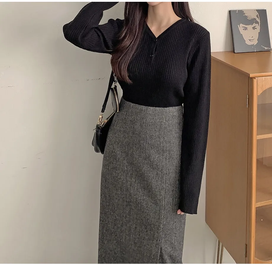 리리앤코 지프닝 울 트임 롱 스커트