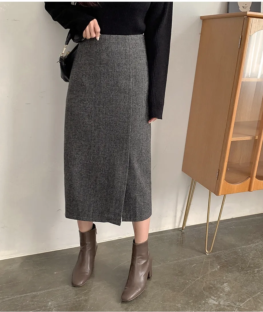리리앤코 지프닝 울 트임 롱 스커트