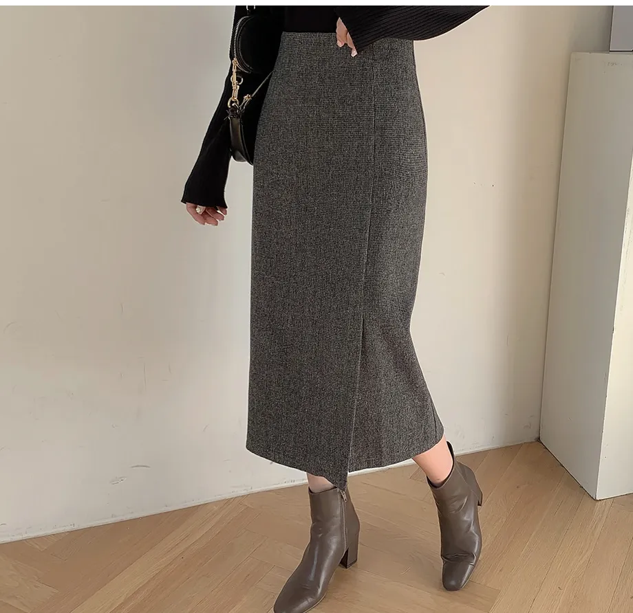 리리앤코 지프닝 울 트임 롱 스커트