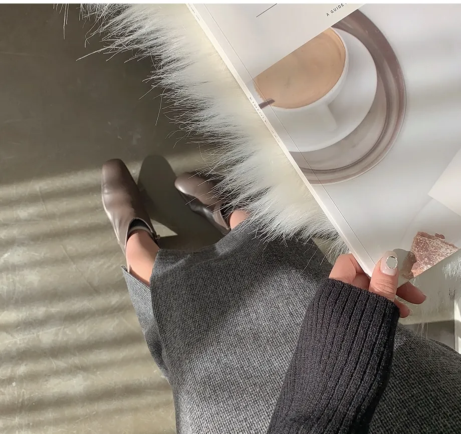 리리앤코 지프닝 울 트임 롱 스커트