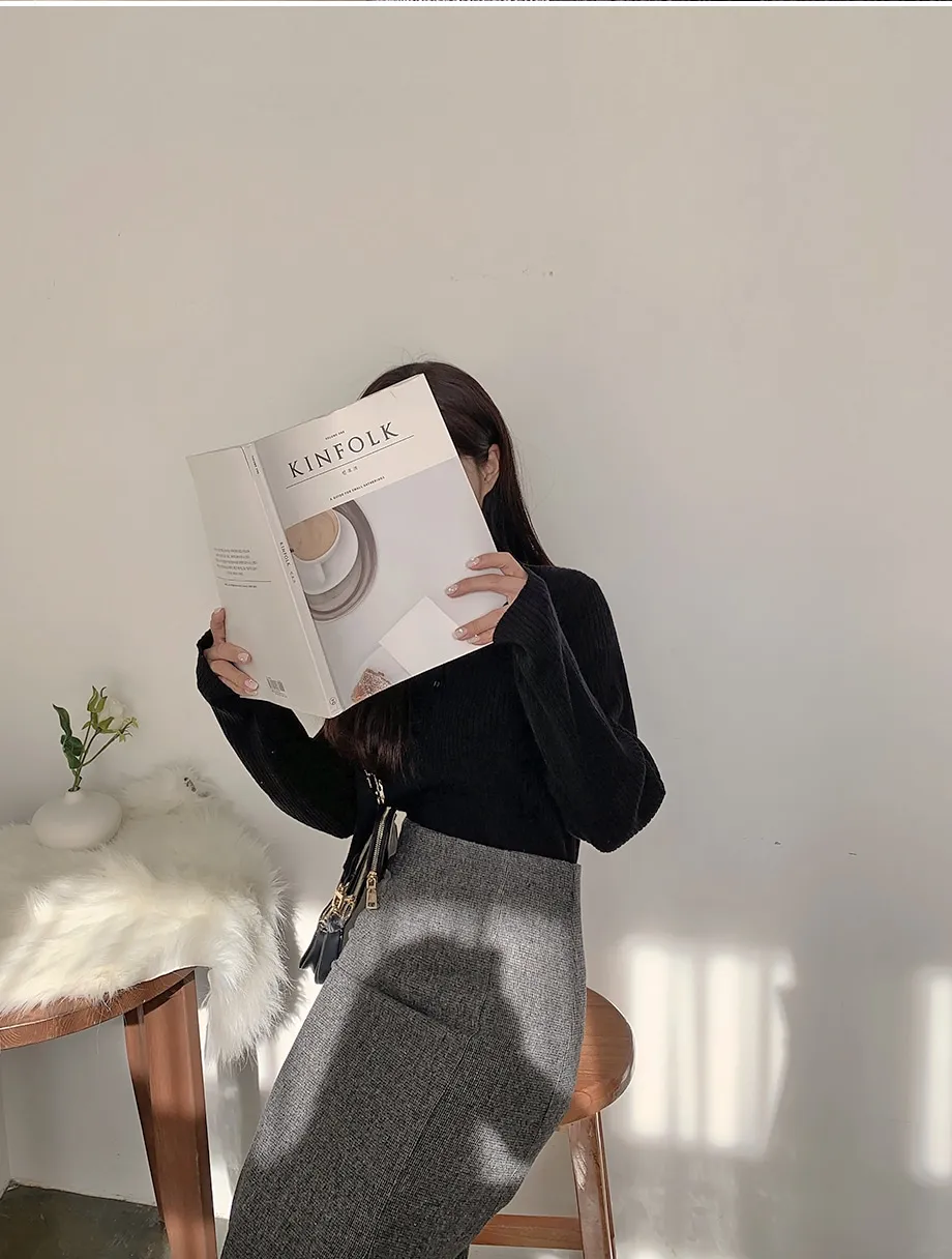 리리앤코 지프닝 울 트임 롱 스커트
