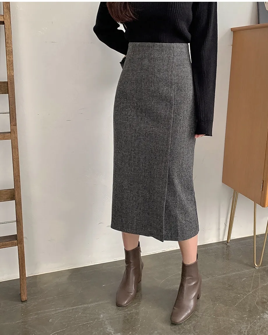 리리앤코 지프닝 울 트임 롱 스커트