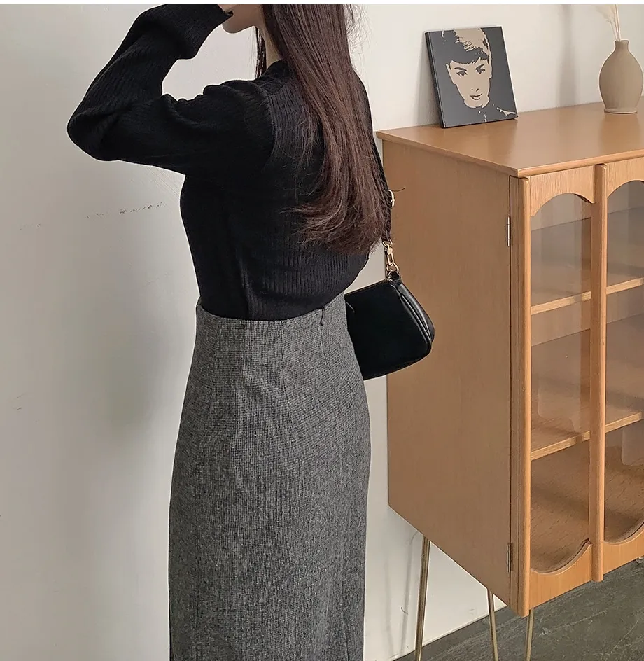 리리앤코 지프닝 울 트임 롱 스커트