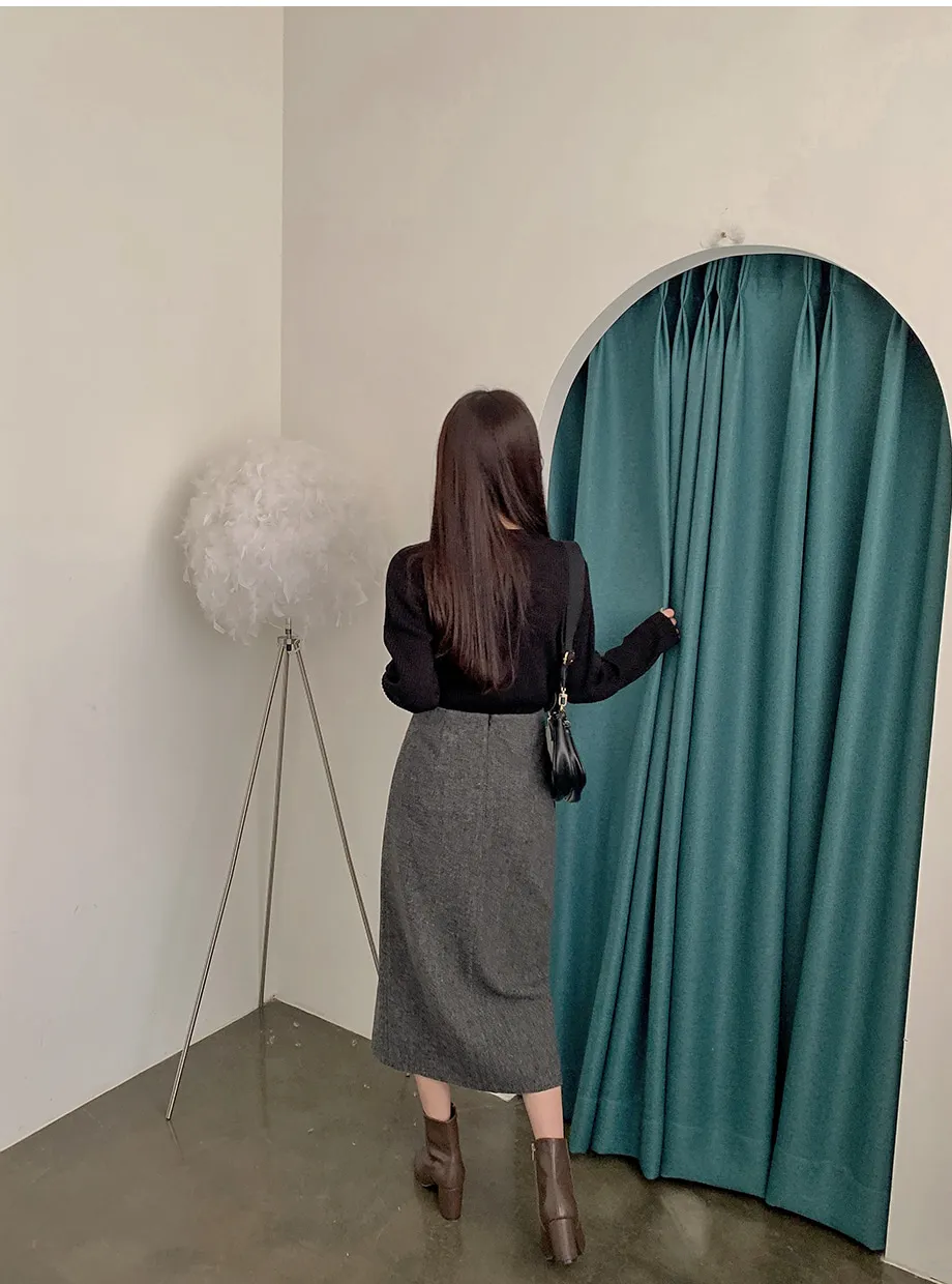 리리앤코 지프닝 울 트임 롱 스커트