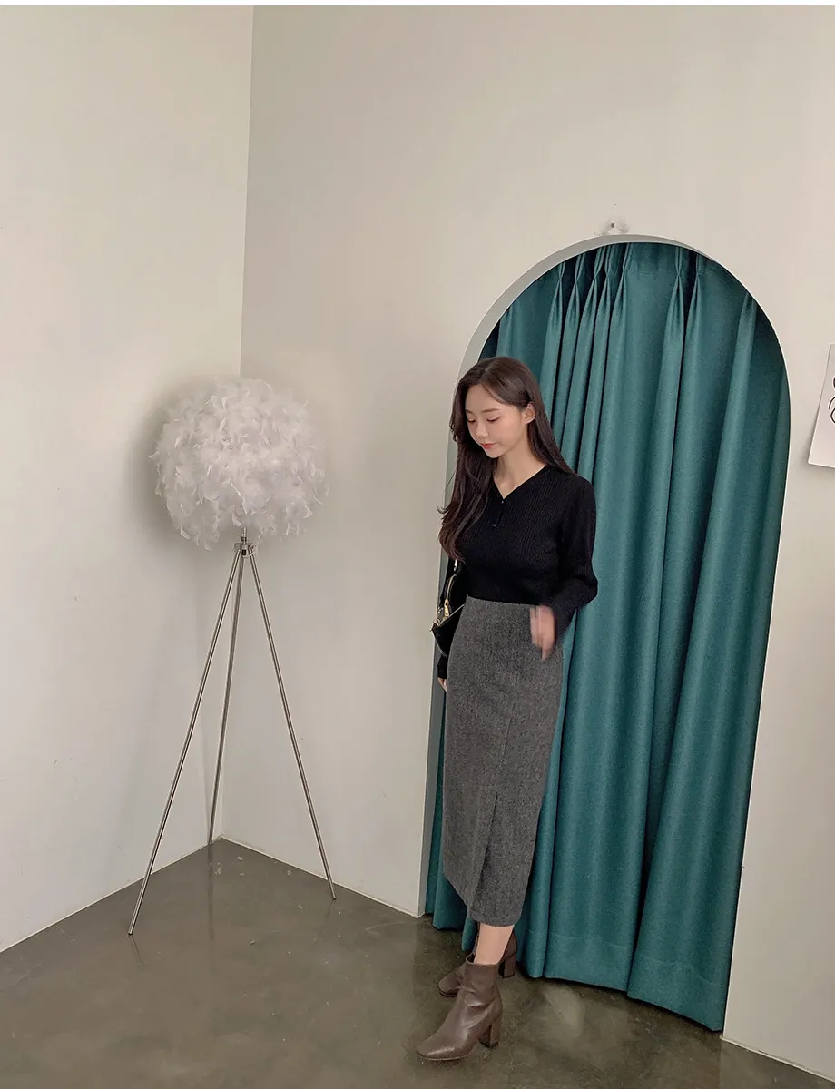 리리앤코 지프닝 울 트임 롱 스커트