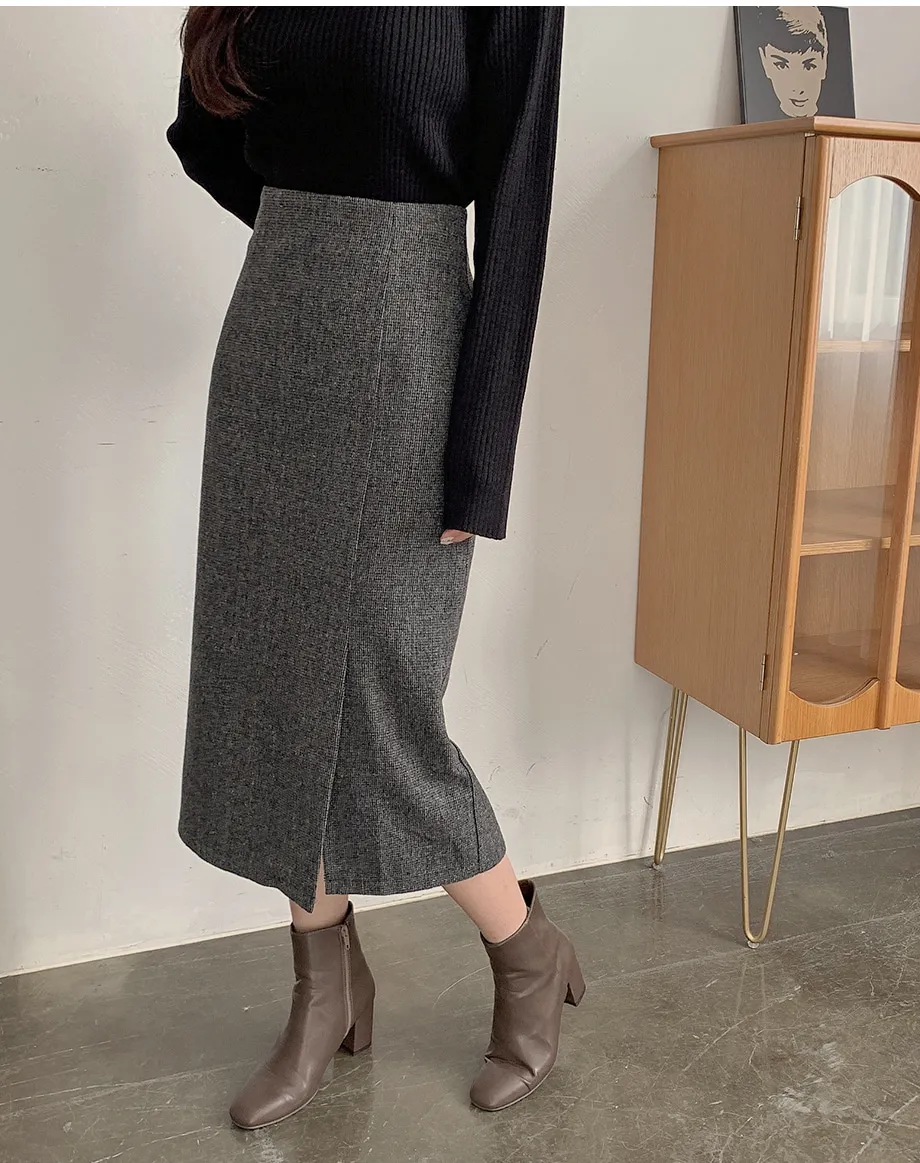 리리앤코 지프닝 울 트임 롱 스커트