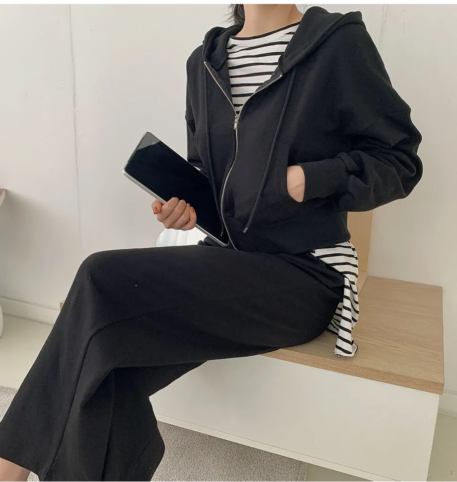 리리앤코 샤무트 후드 밴딩 팬츠 투피스 세트