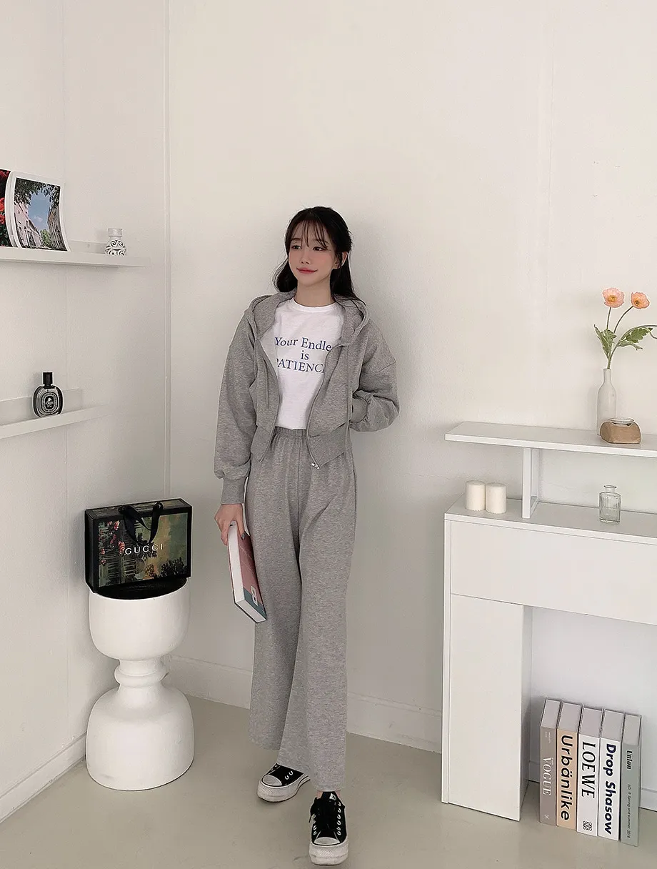 리리앤코 샤무트 후드 밴딩 팬츠 투피스 세트