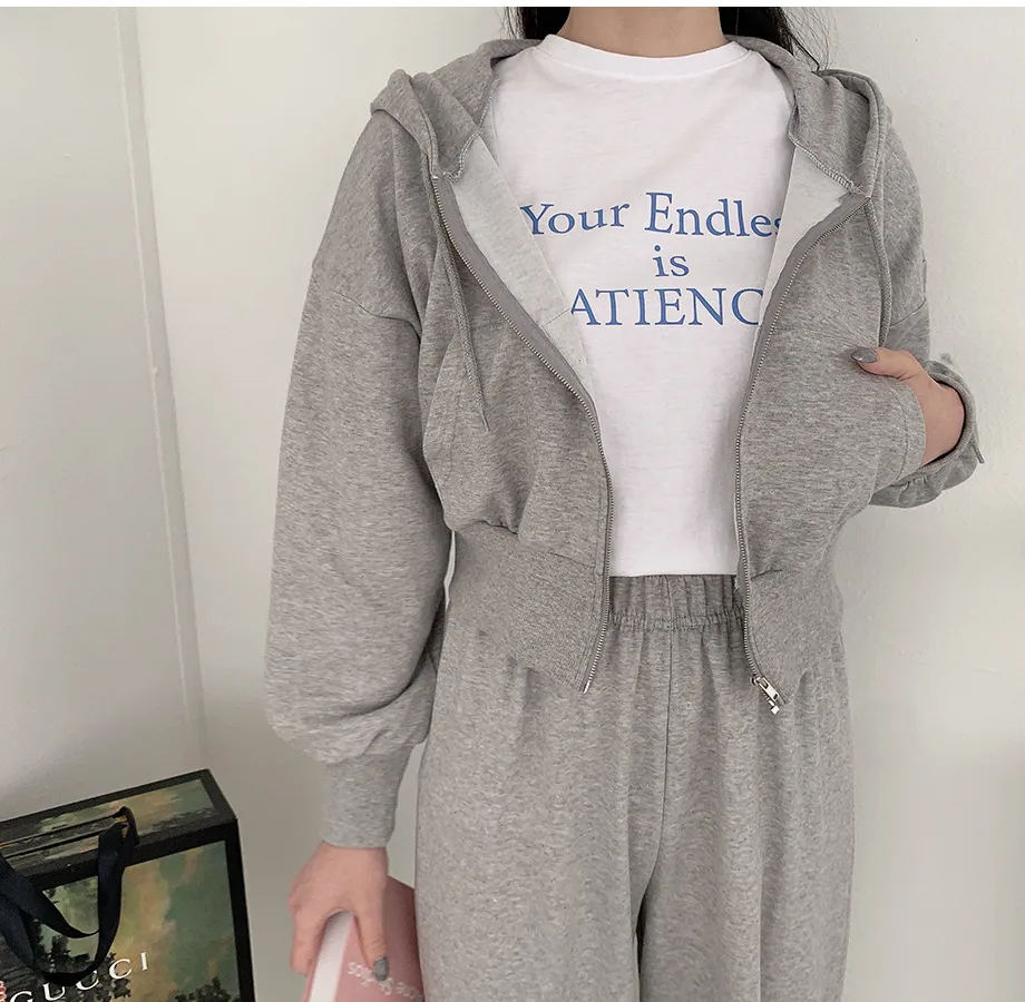 리리앤코 샤무트 후드 밴딩 팬츠 투피스 세트