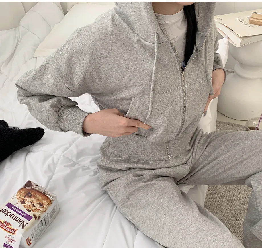 리리앤코 샤무트 후드 밴딩 팬츠 투피스 세트