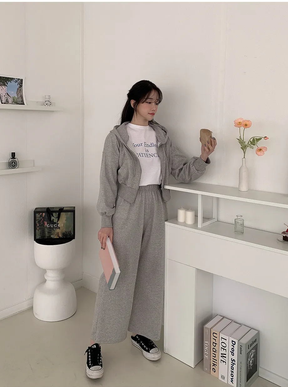 리리앤코 샤무트 후드 밴딩 팬츠 투피스 세트