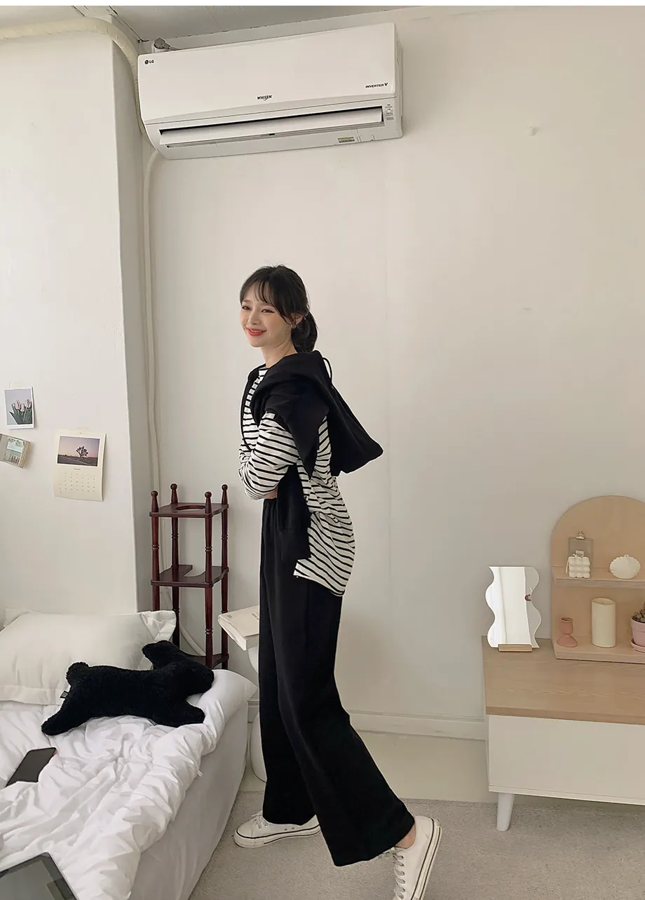리리앤코 샤무트 후드 밴딩 팬츠 투피스 세트