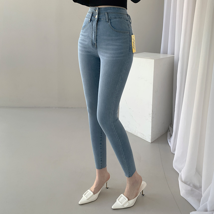 3TYPEダブルボタンスキニーデニムパンツ | レディース