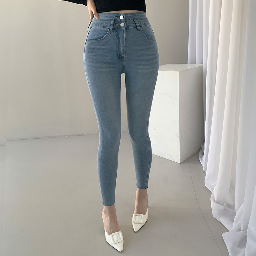3TYPEダブルボタンスキニーデニムパンツ | レディース