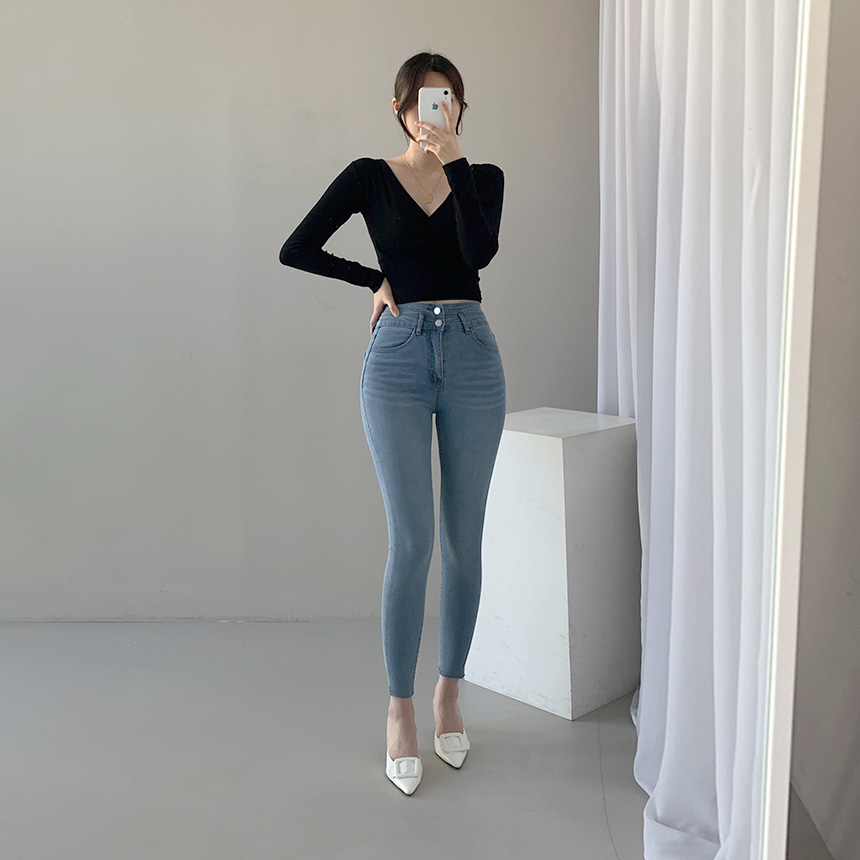 3TYPEダブルボタンスキニーデニムパンツ | レディース