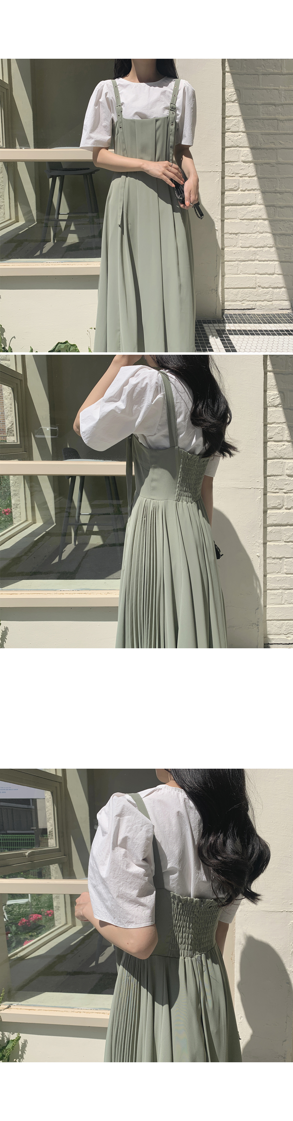 ロングストラッププリーツワンピース | レディースファッション