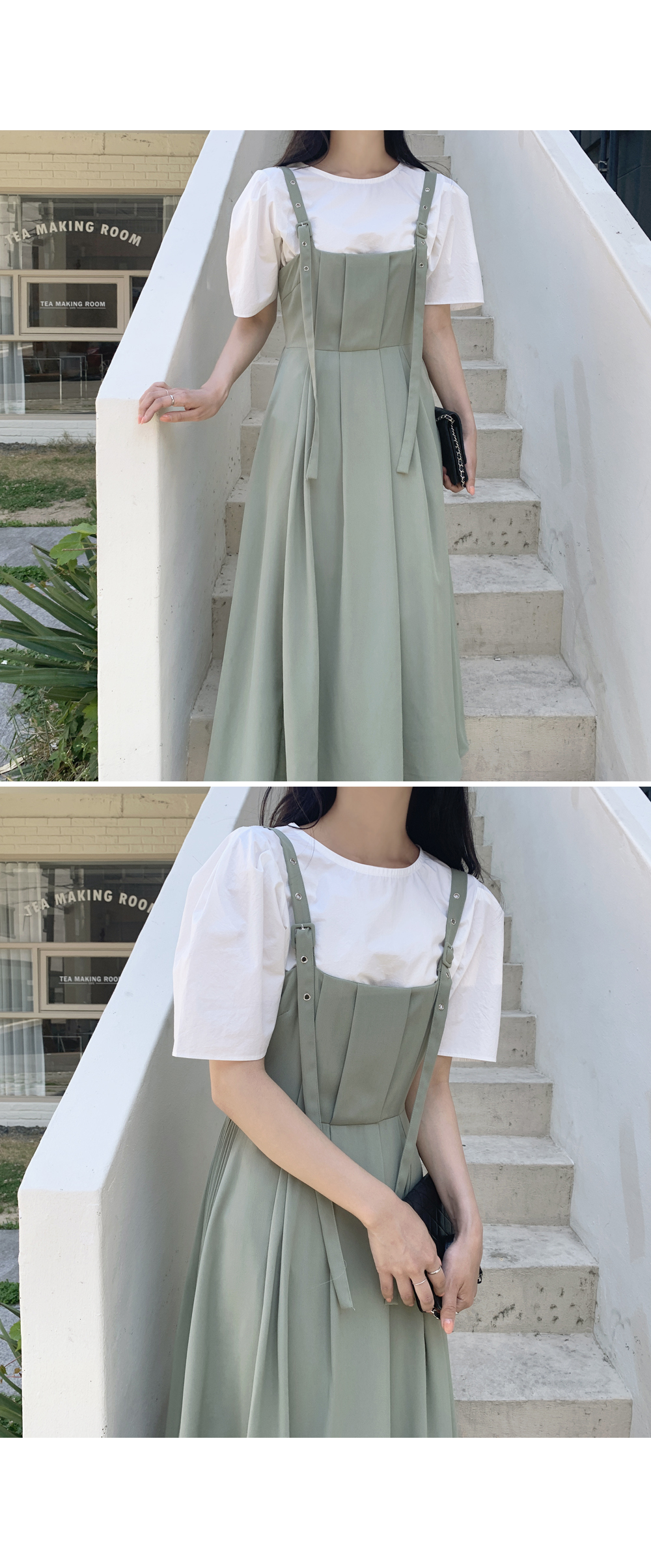 ロングストラッププリーツワンピース | レディースファッション
