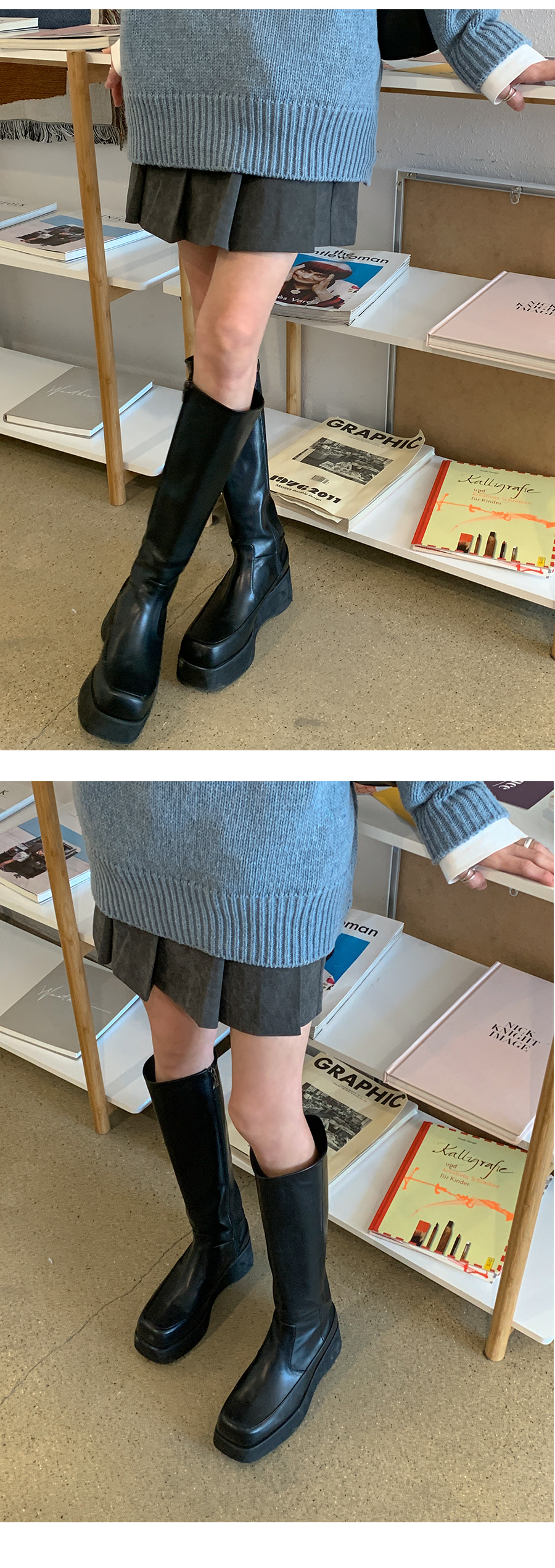 theory レザー ファー ブーティ 高ヒール LibertyDoll ブーティー レディース 痛くない チャンキー サイド