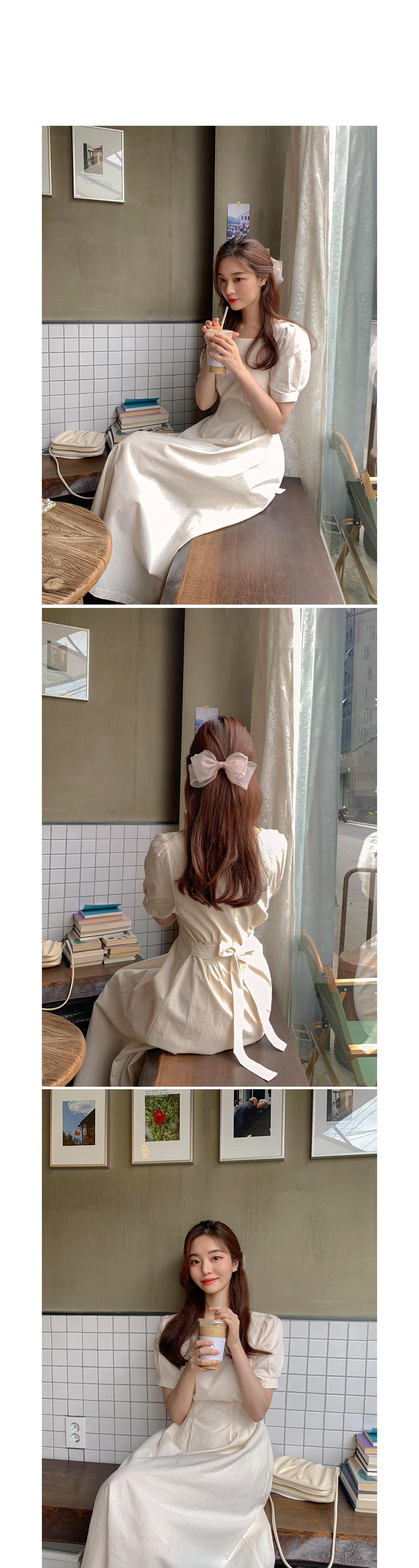 美品 LOUNIE ルーニィ スクエアネックタックワンピース ベージュ 38 スクエアネックタックワンピース | レディースファッション通販