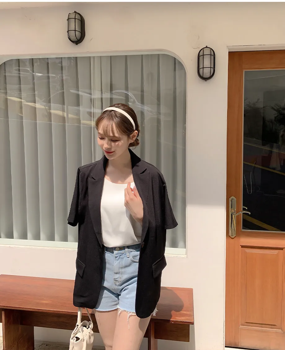 리리앤코 페이킨 베이직 반팔 자켓