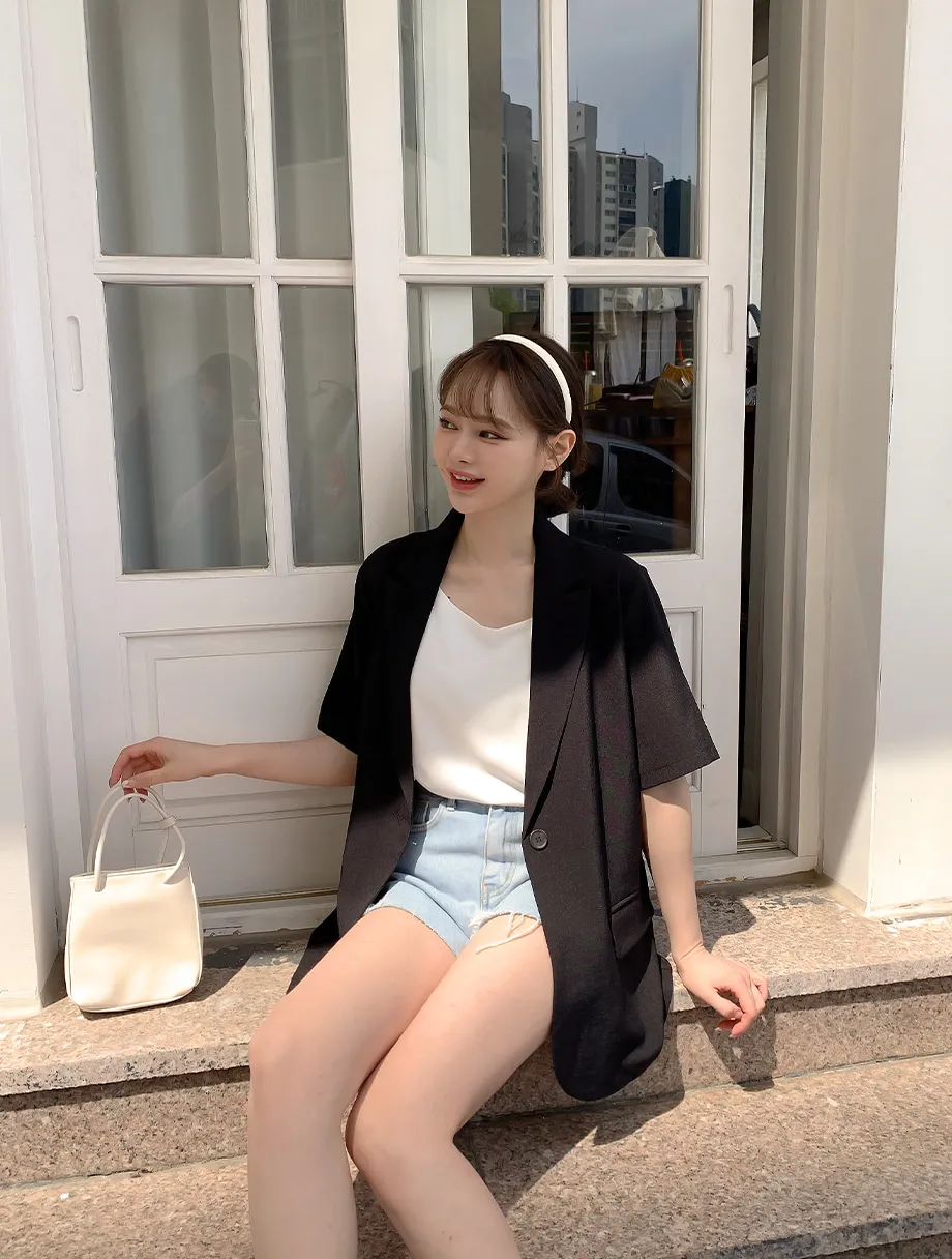 리리앤코 페이킨 베이직 반팔 자켓