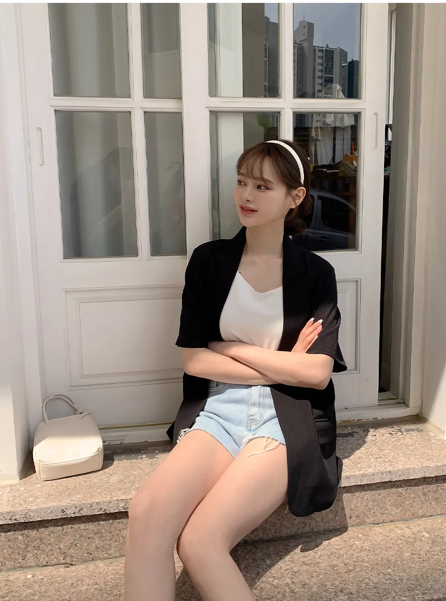 리리앤코 페이킨 베이직 반팔 자켓