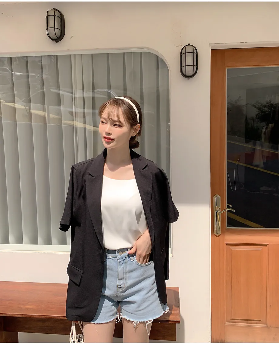 리리앤코 페이킨 베이직 반팔 자켓