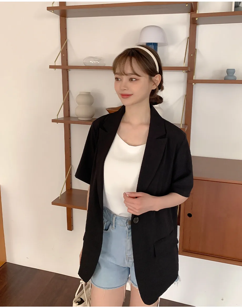 리리앤코 페이킨 베이직 반팔 자켓