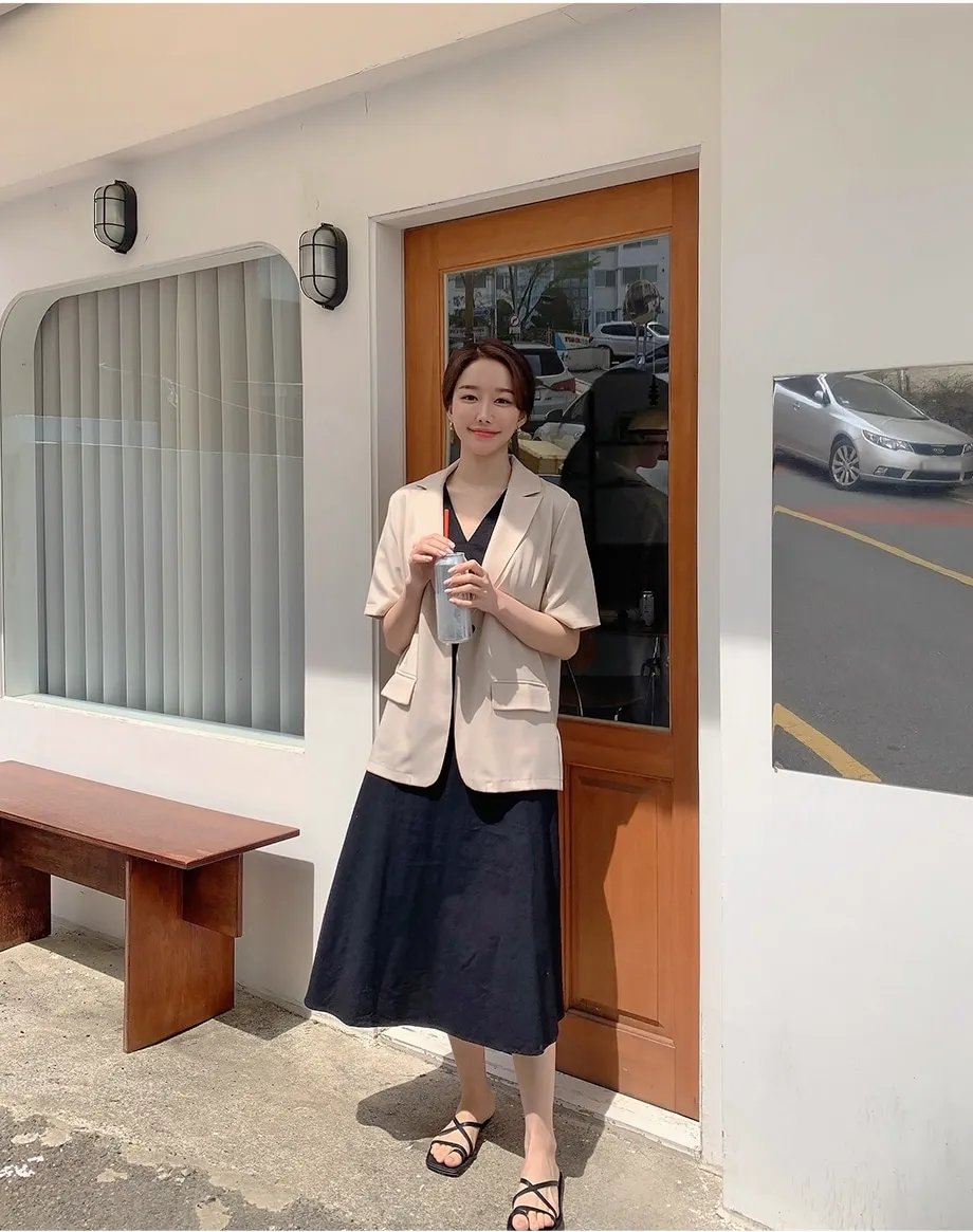 리리앤코 페이킨 베이직 반팔 자켓