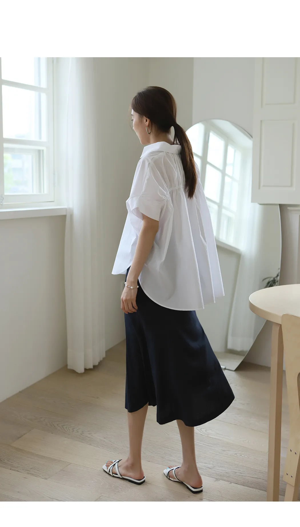 新品・未使用＊【styling】バックギャザーシャツ UN3D.（アンスリード 