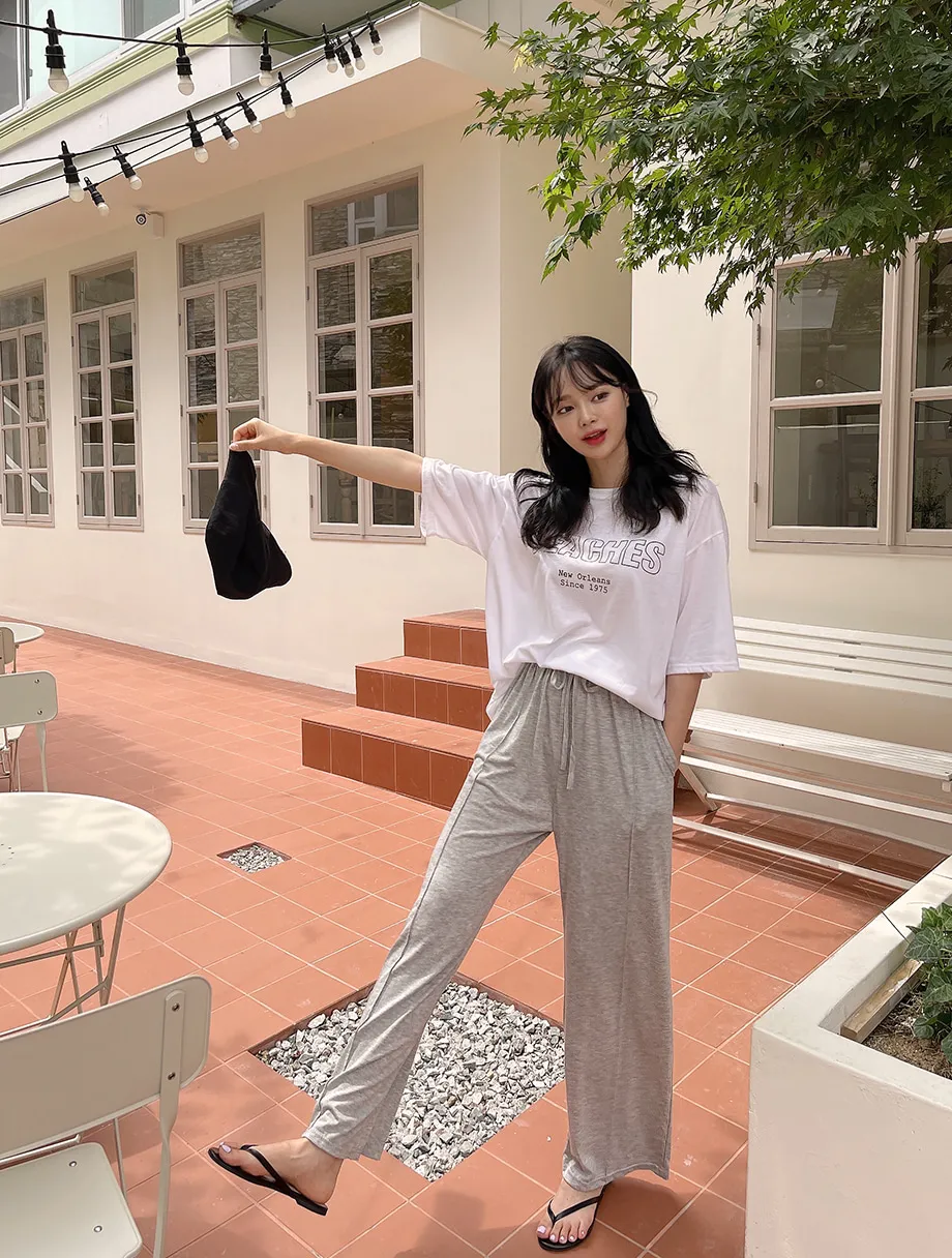 리리앤코 멜튼 밴딩 핀턱 와이드 팬츠