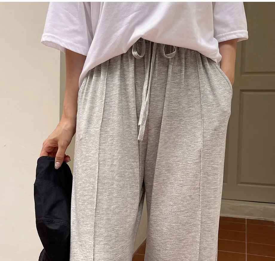 리리앤코 멜튼 밴딩 핀턱 와이드 팬츠