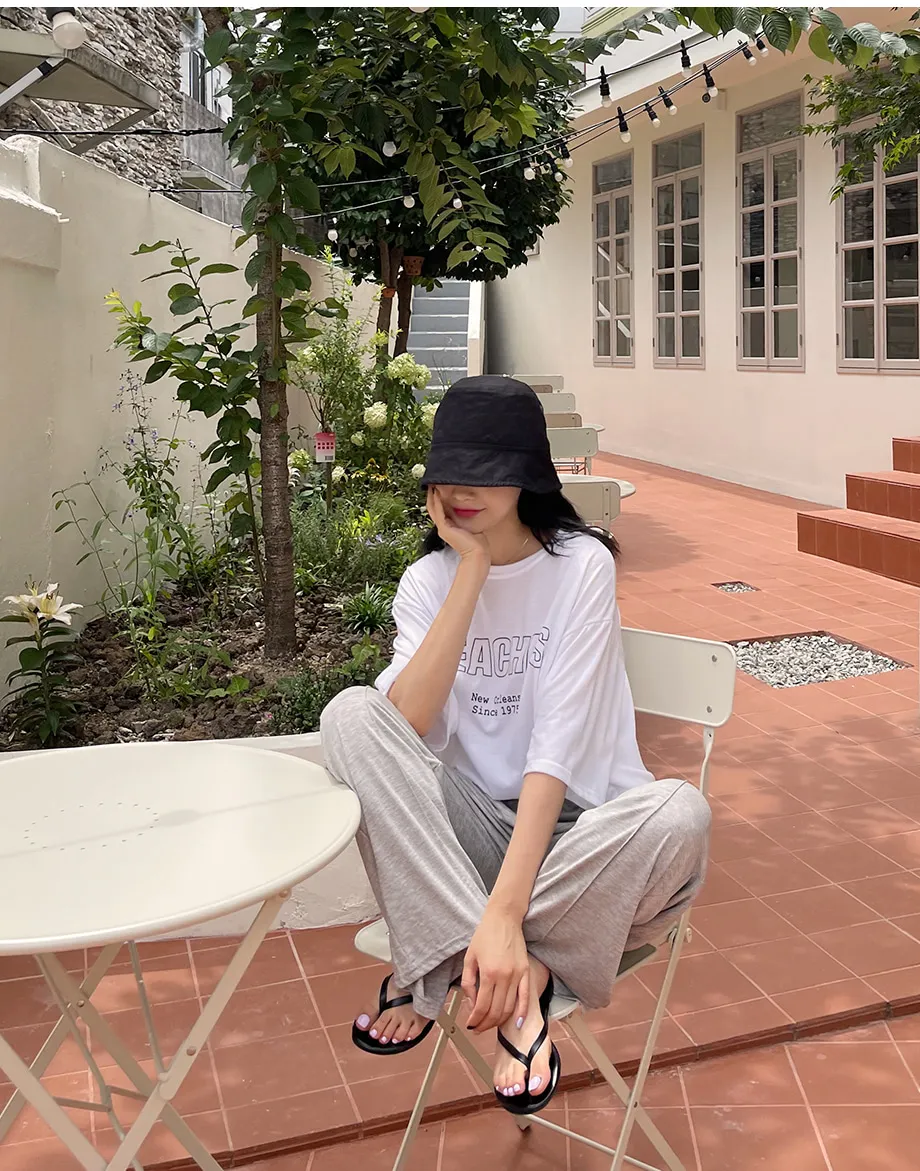 리리앤코 멜튼 밴딩 핀턱 와이드 팬츠