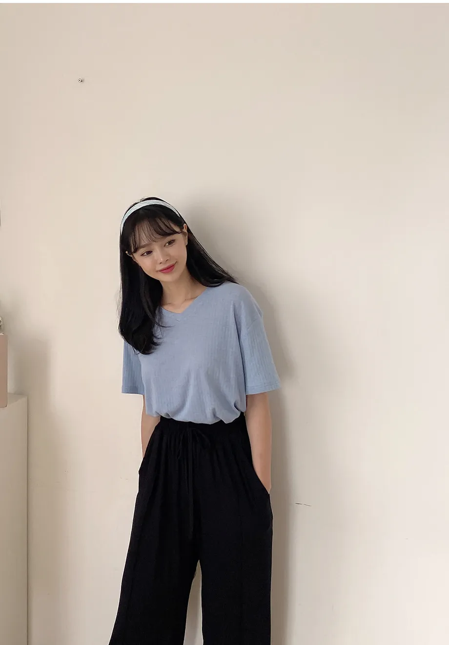리리앤코 멜튼 밴딩 핀턱 와이드 팬츠