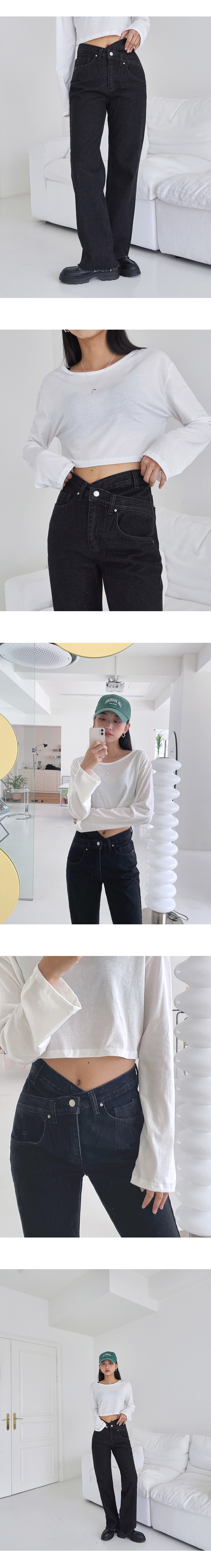 アシメウエストストレートデニムパンツ | レディース