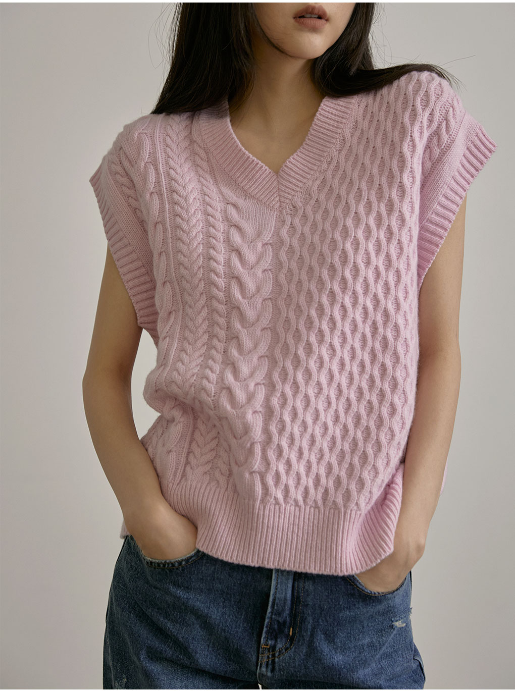 Chesty - ケーブルニット ピンク チェスティ ピンクケーブルニット （Chesty（チェスティ）刺繍