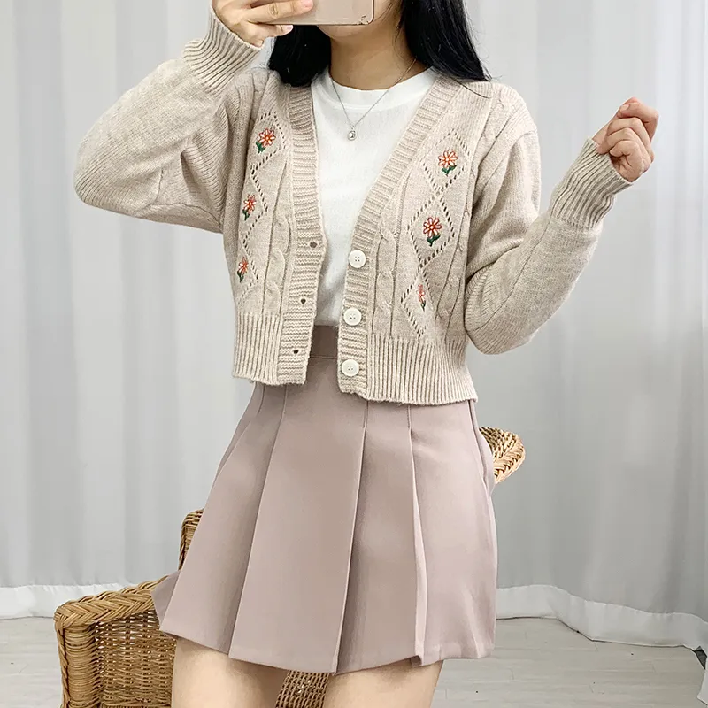花柄刺繍ニットカーディガン | レディースファッション通販 - DHOLIC