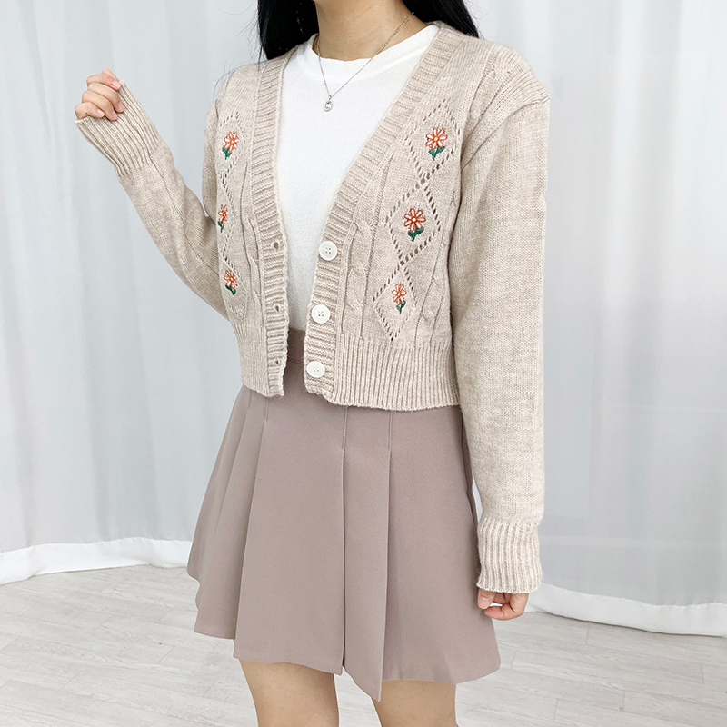 花柄刺繍ニットカーディガン | レディースファッション通販 - DHOLIC